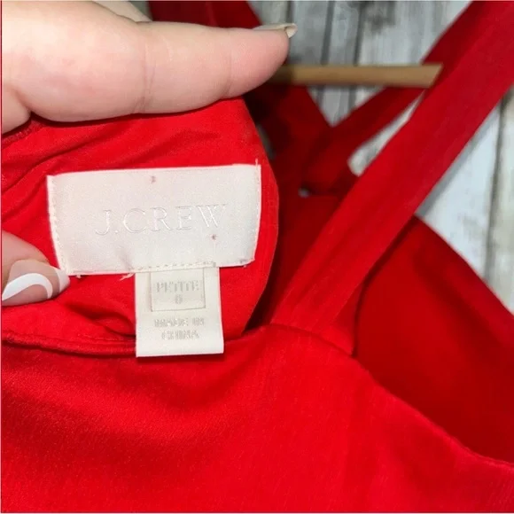 J.Crew Sinclair Vivid Poppy Silk Halter Dress | 0P - Picture 8 of 9